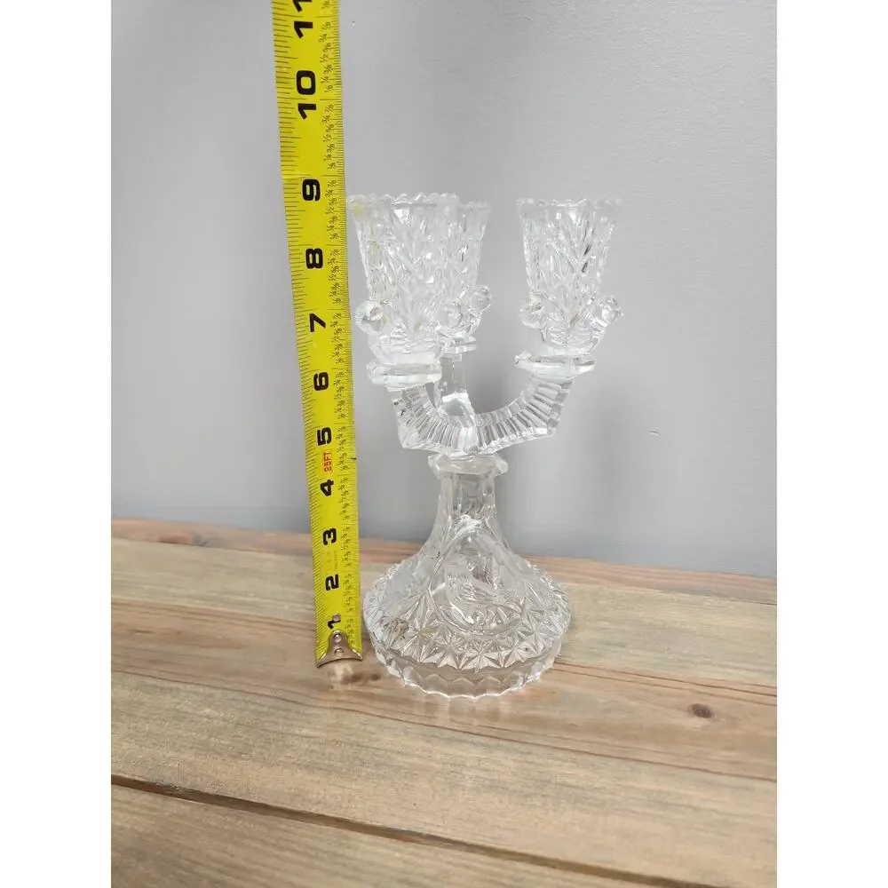 Hofbauer Crystal The Byrdes Collection Three Arm Candlestick Holder | Vintage